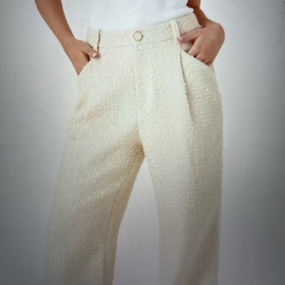 English Factory Cream Textured Trousers